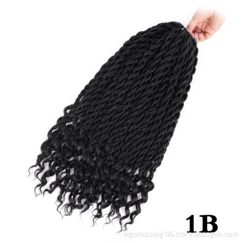 Vigorous High Temperature 14 Inch Crochet Hair Box Braids Curly Ends Ombre Synthetic Hair Extension For Black Women